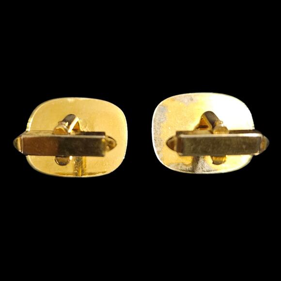 Vintage Gold Tone Mother of Pearl Oval Inlay Cufflinks 21mm x 18mm - Picture 2 of 5